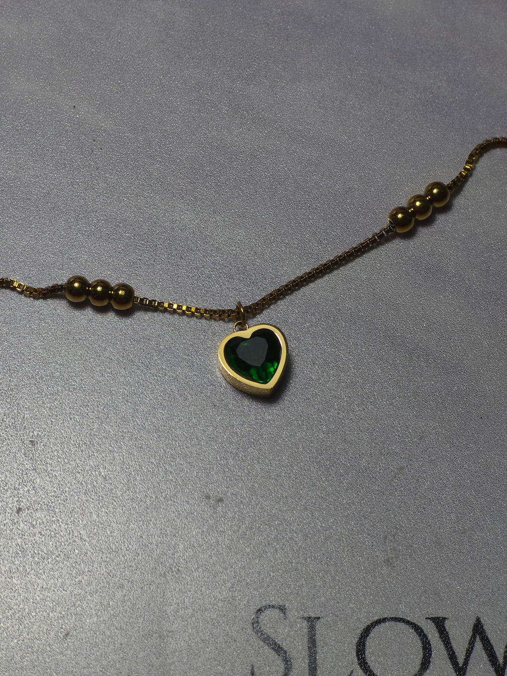 Chaine de cheville Coeur d'Emeraude