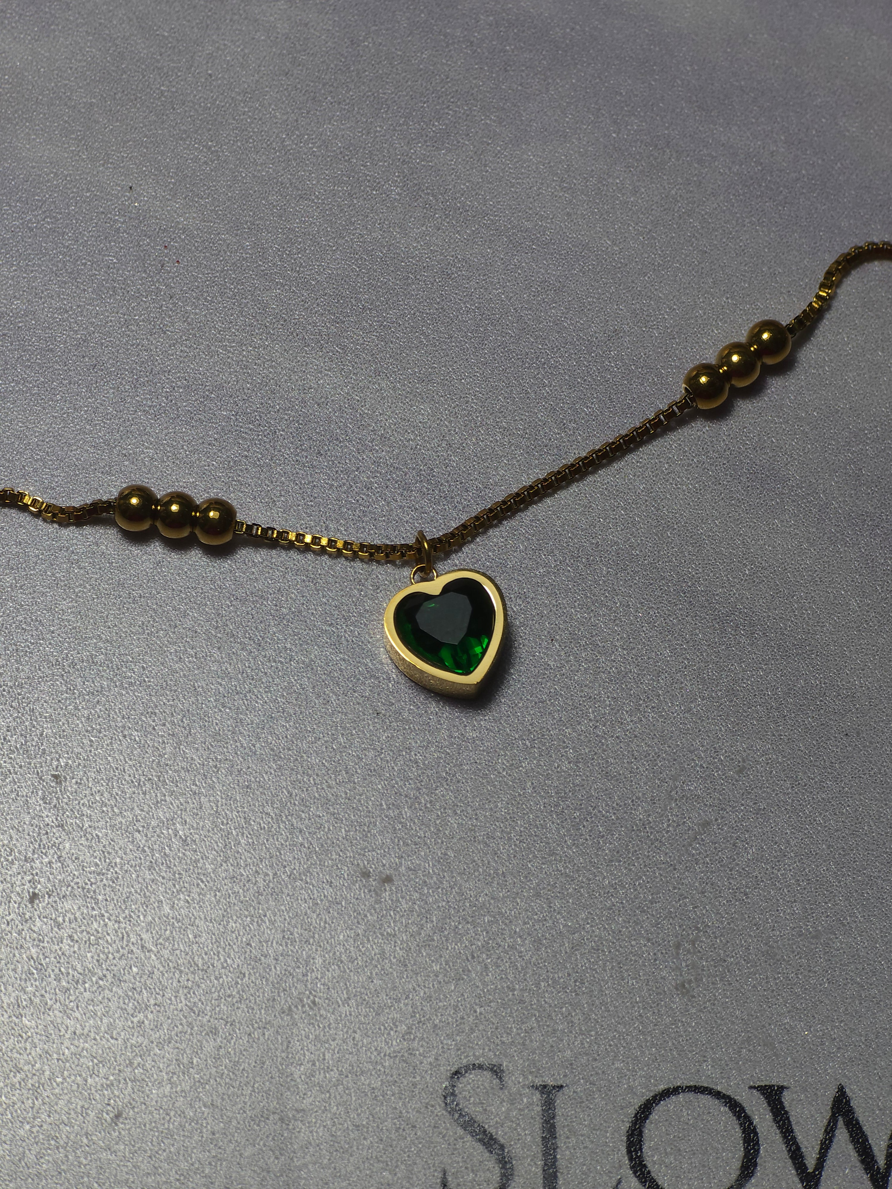 Chaine de cheville Coeur d'Emeraude