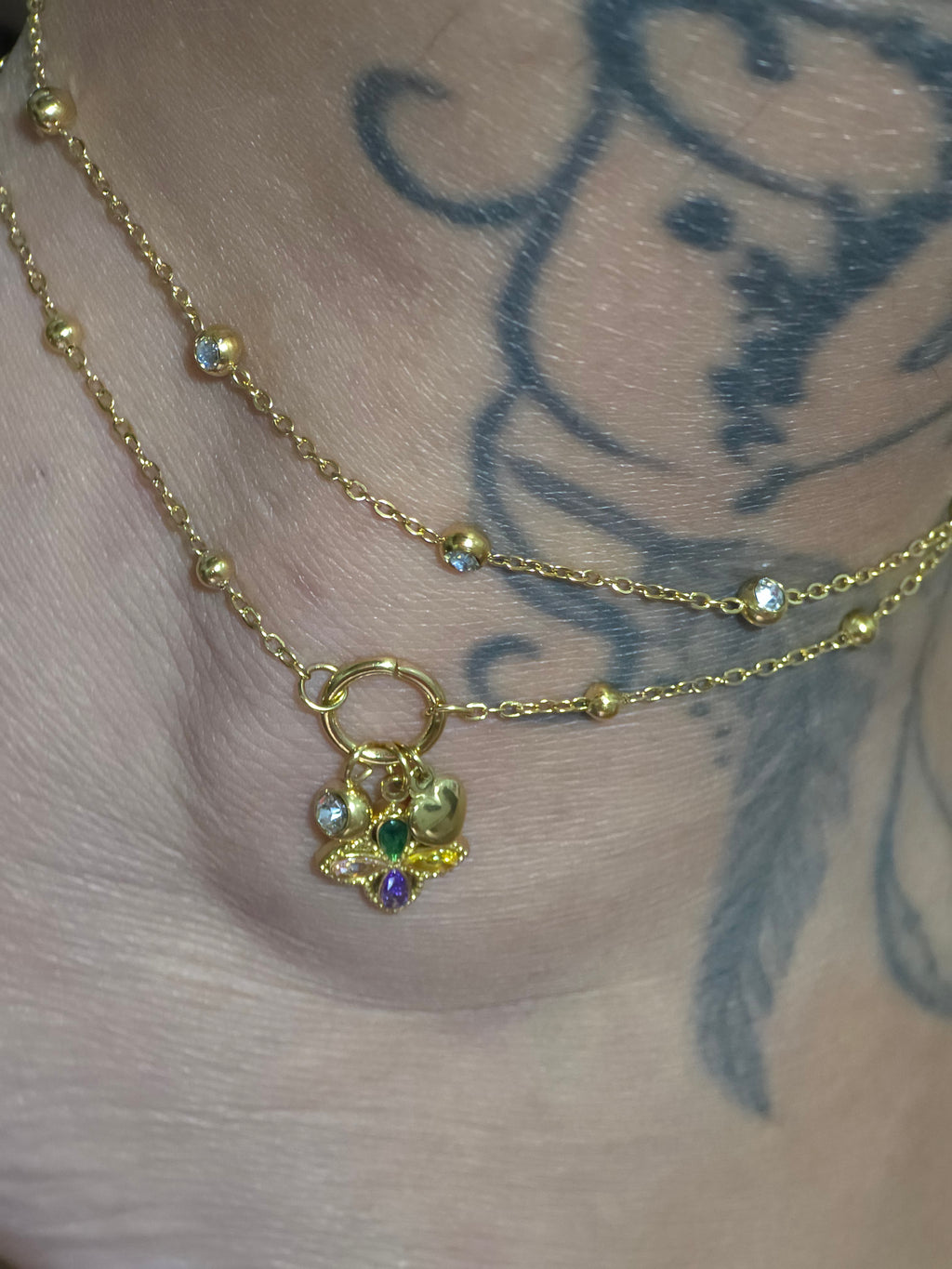 Chaine de cheville double rang trèfle