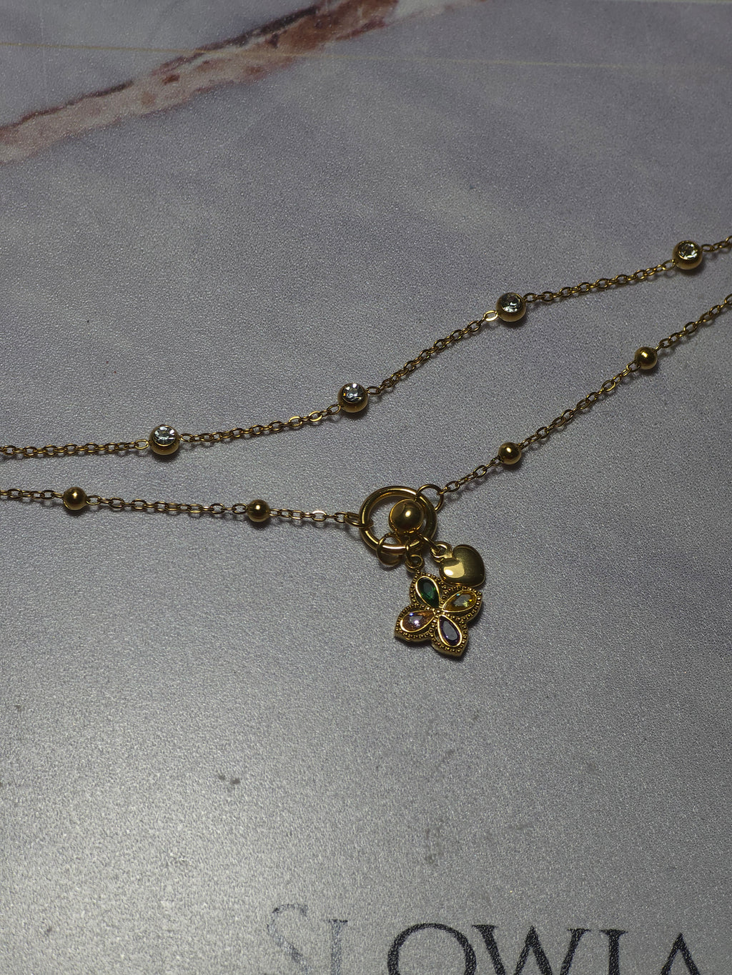 Chaine de cheville double rang trèfle