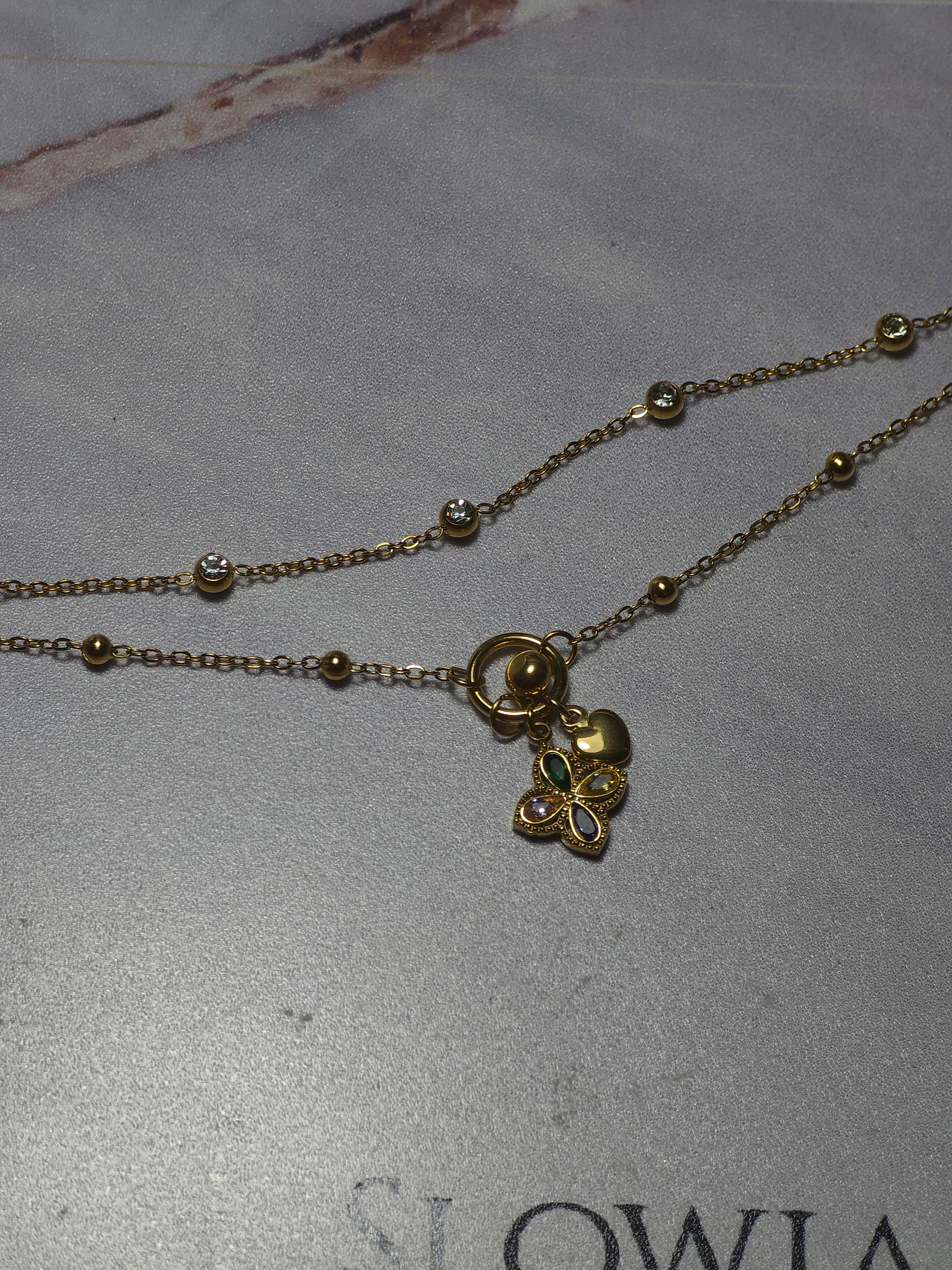 Chaine de cheville double rang trèfle